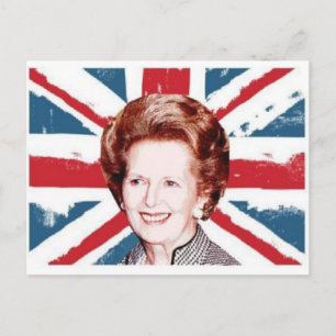 MARGARET THATCHER UNION JACK POSTKARTE