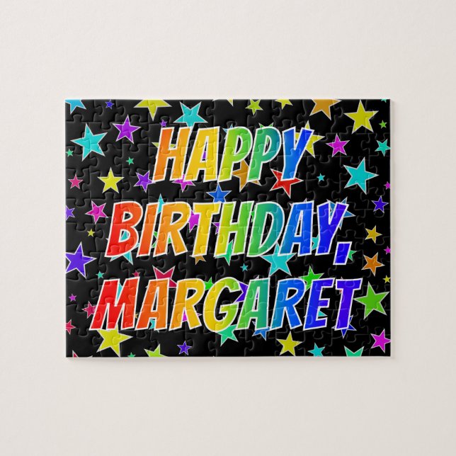 "MARGARET" Vorname, Spaß "GLÜCKLICHER GEBURTSTAG" (Horizontal)