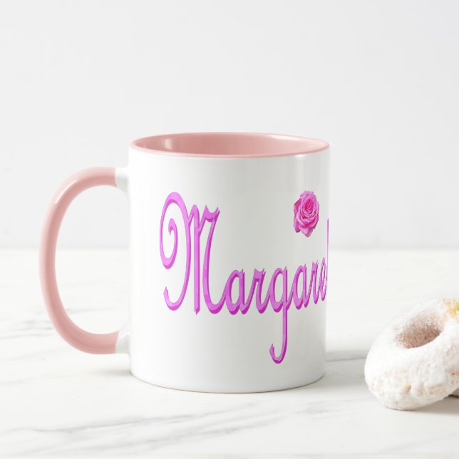 Margaretenname Rosa Logo, Tasse (Mit Donut)