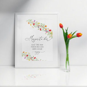 Margarita-Bar-Blumen-Hochzeitsdusche-Plakat Poster