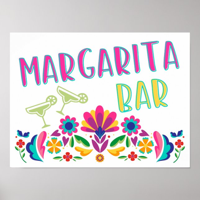 Margarita Bar Fiesta Party Farbiges mexikanisches  Poster (Vorne)