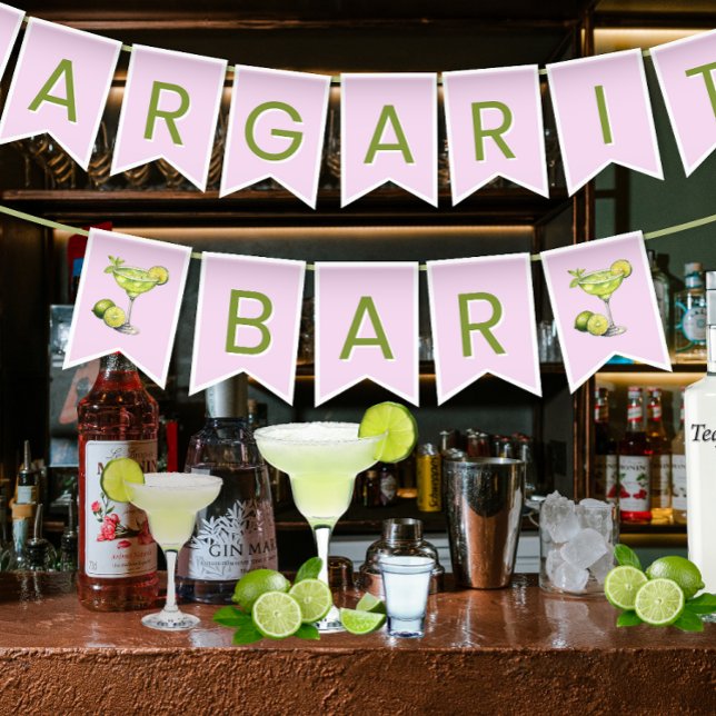 Margarita Bar Pink Wimpelkette (Pink and Green Margarita Bar Cocktail Bunting
)