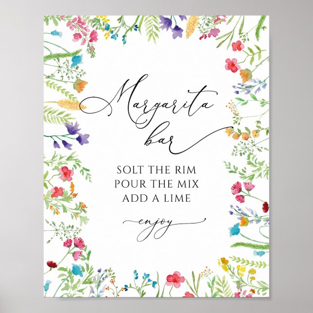 Margarita Bar Wildblume Brautparty Poster (Vorne)