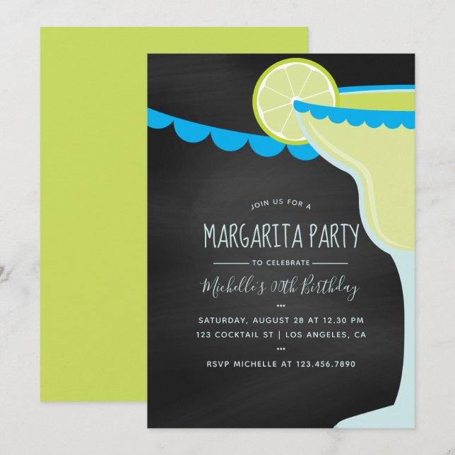 Margarita Birthday Cocktail Party Einladung (Vorne/Hinten)