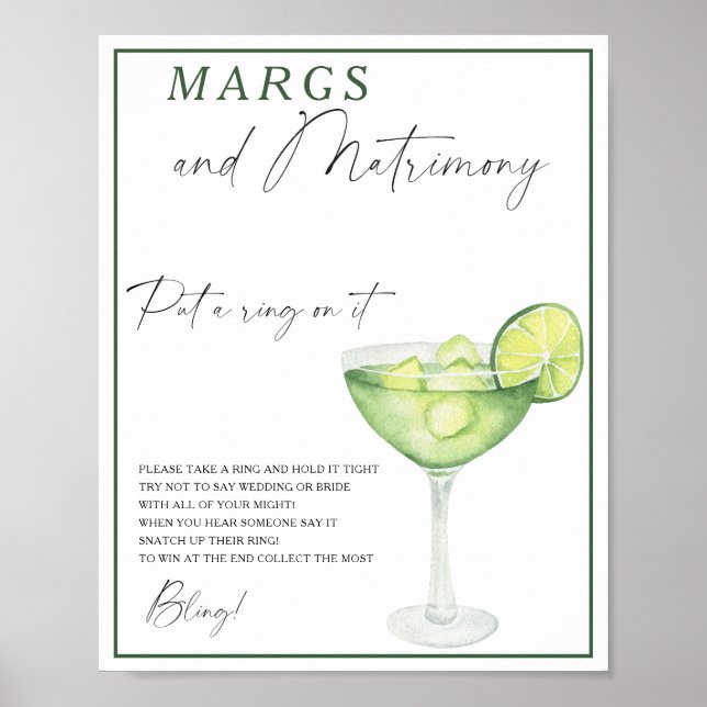 Margarita Brautparty Setzen Sie einen Ring auf das Poster (Vorne)