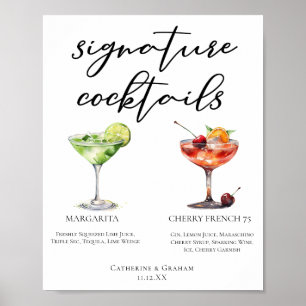 Margarita Cherry French 75 Wedding Cocktails Menü Poster
