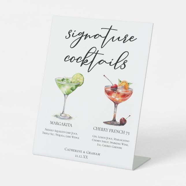 Margarita Cherry French 75 Wedding Cocktails Menü Sockelschild (Vorderseite)
