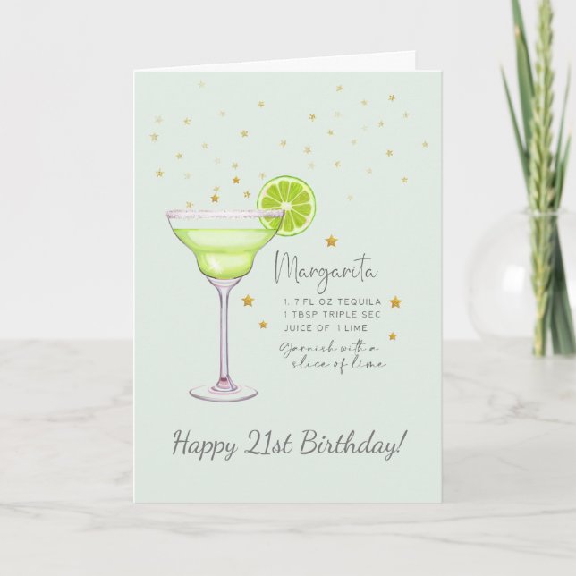 Margarita Cocktail 21e Bonne carte d'anniversaire (Devant)