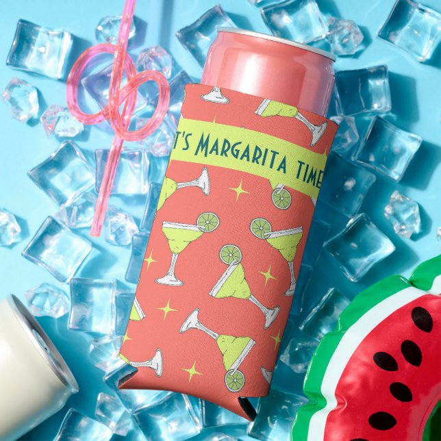 Margarita Cocktail Brille Retro Gemustert Pink Selters Dosenkühler (In Situ Sommer)