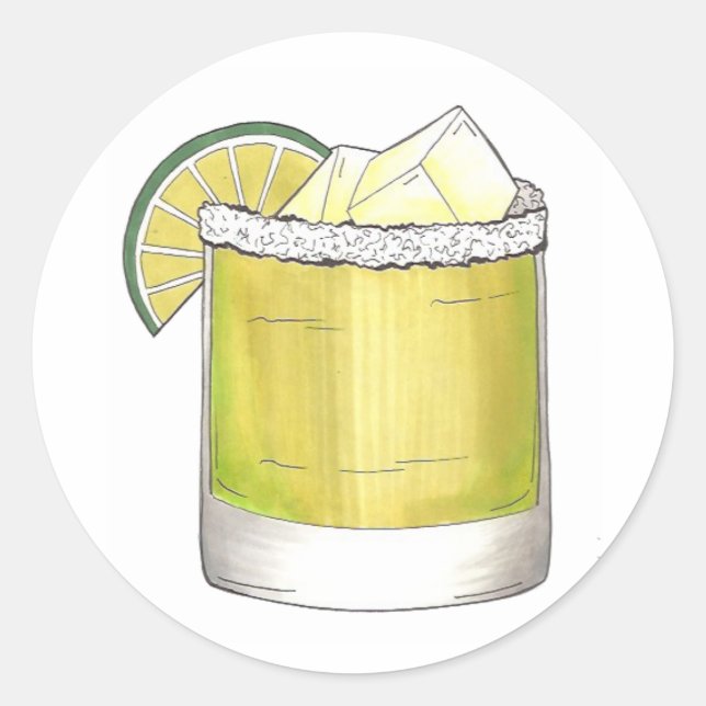 Margarita Cocktail Glass Bar Gemischtes Getränkesa Runder Aufkleber (Vorderseite)