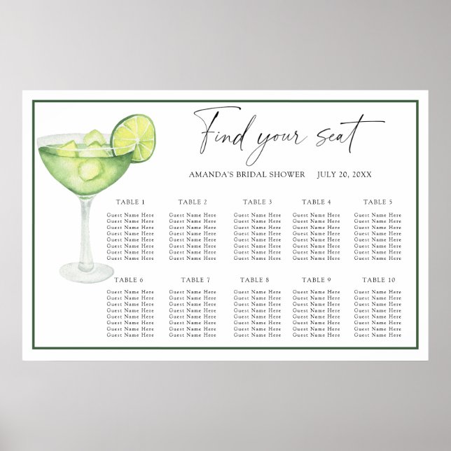 Margarita Cocktail Hochzeitskarte Poster (Vorne)