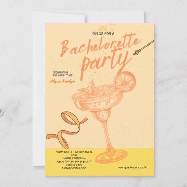 Margarita Cocktail Junggeselinnen-Abschied Einladung (Vorderseite)