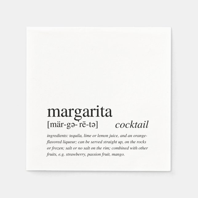Margarita Cocktail Modernes Zitat Schwarze Typogra Serviette (Vorderseite)