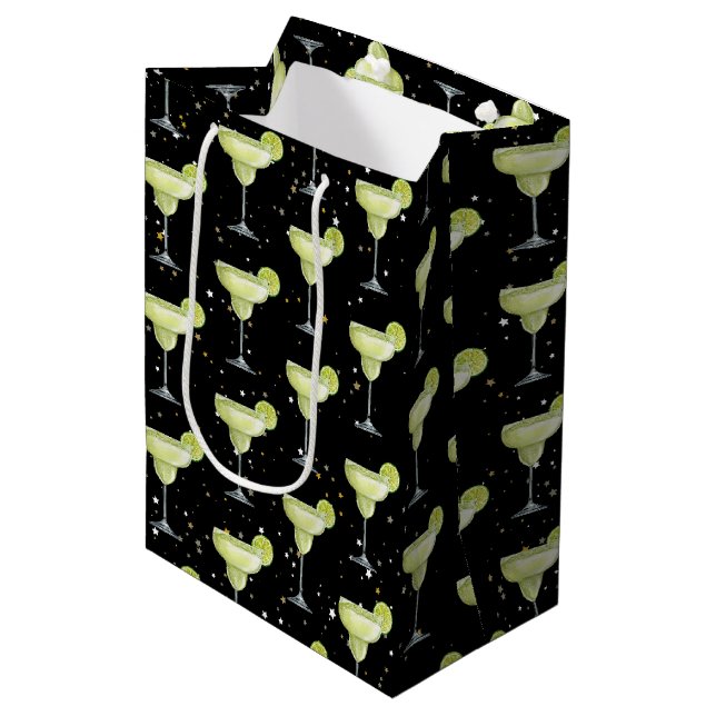 Margarita Cocktail Pattern Mittlere Geschenktüte (Vorderseite Schrägansicht)