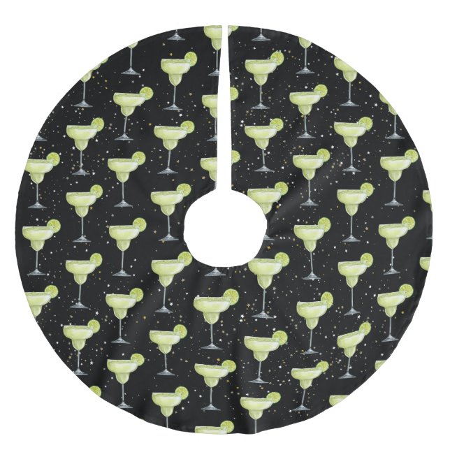 Margarita Cocktail Pattern Polyester Weihnachtsbaumdecke (Vorderseite)