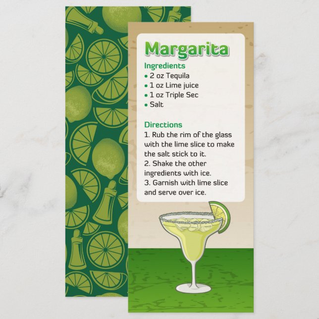 Margarita Cocktail Recette Invitation (Devant / Derrière)