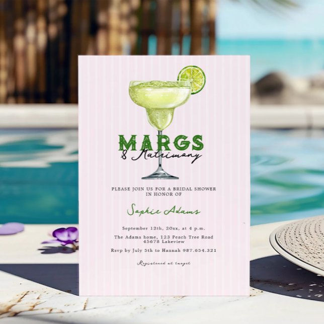 Margarita Coctail Margs & Matrimony Bridal Dusche Einladung (Von Creator hochgeladen)