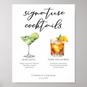 Margarita Dark & Stormy Signature Cocktails Menü Poster