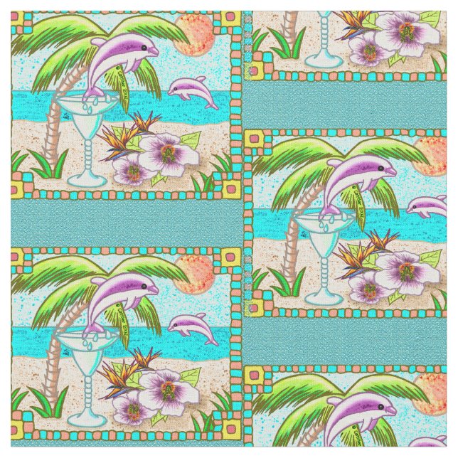 Margarita Dolphin Splash Stoff (Nahaufnahme)