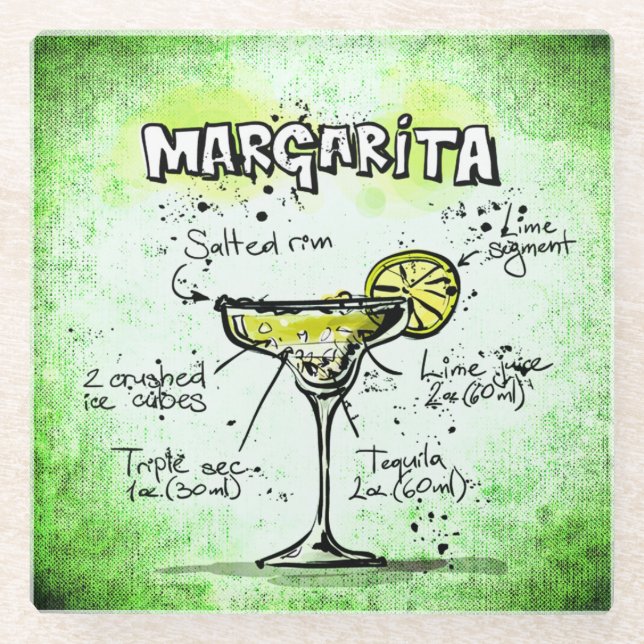 Margarita Drink Rezept Glasuntersetzer (Vorderseite)