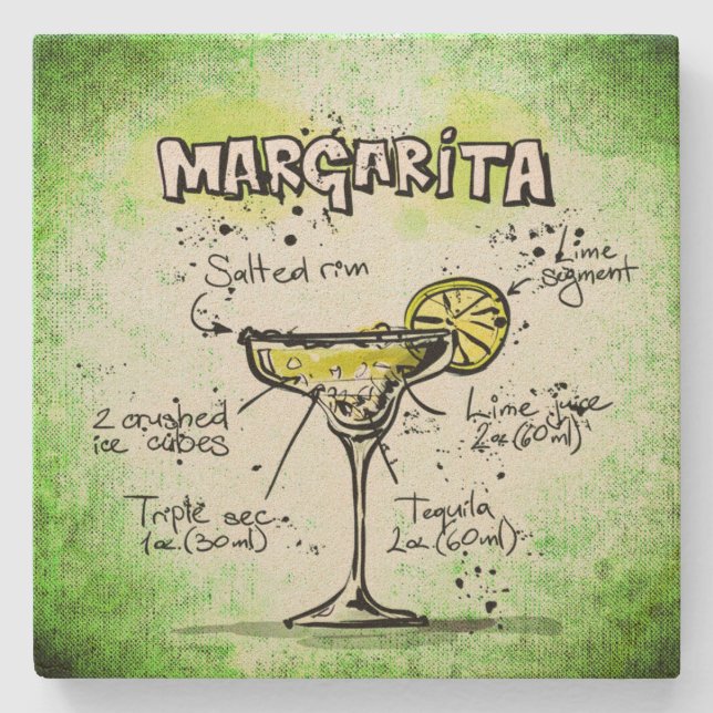 Margarita Drink Rezept Steinuntersetzer (Vorderseite)