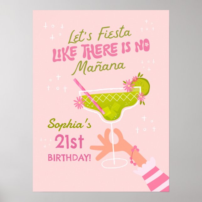 Margarita Fiesta Erwachsene Geburtstagsparty Poste Poster (Vorne)