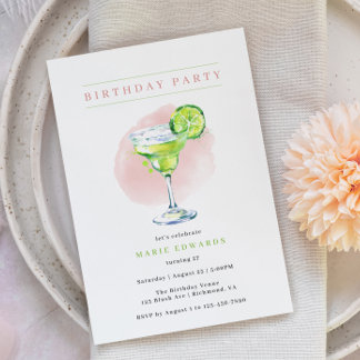 Margarita | Girly Blush Pink Moderner Erwachsener  Einladung