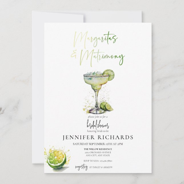 Margarita | LIMON | Tropisches Brautparty Einladung (Vorderseite)