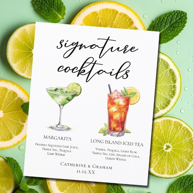 Margarita Long Island Tea Signature Cocktails Menu (Créateur téléchargé)