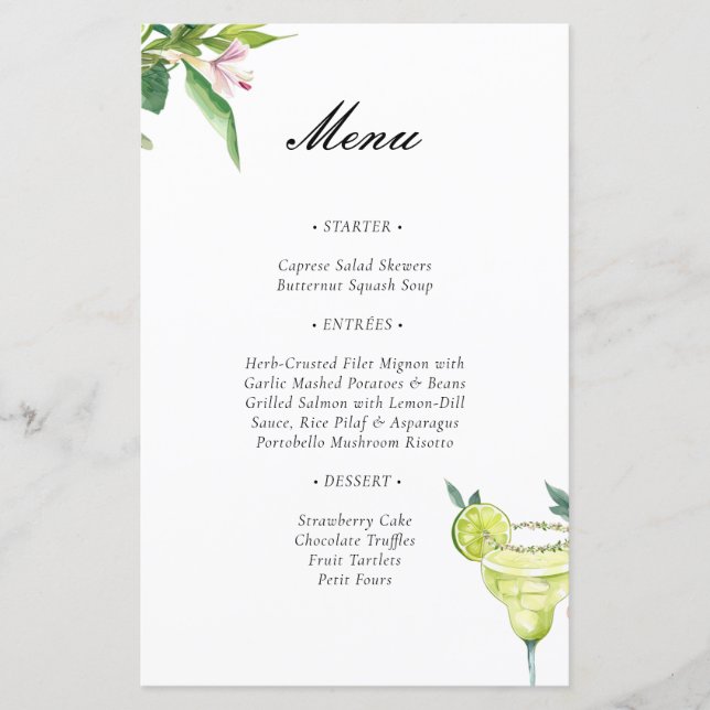 Margarita Mexican Fiesta Brautparty Menu (Vorderseite)