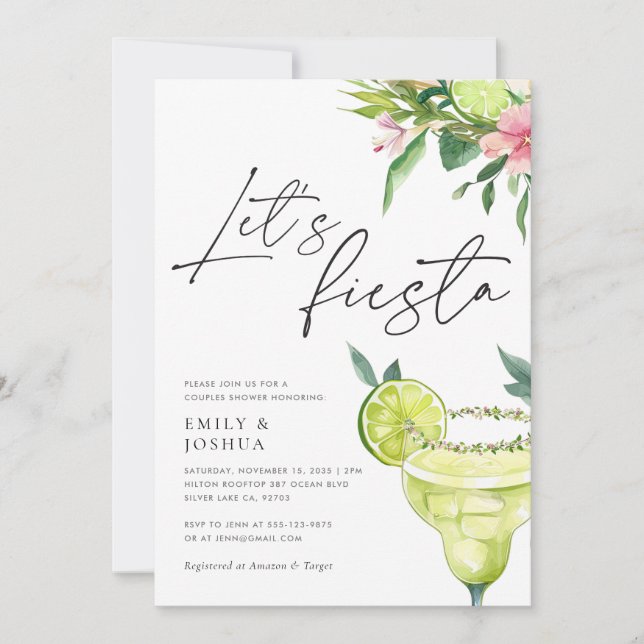 Margarita Mexican Fiesta Paare Dusche Einladung (Vorderseite)