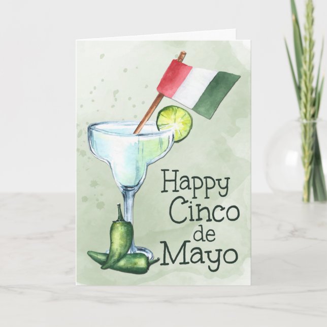 Margarita mit mexikanischer Flagge für Cinco de Ma Karte (Vorderseite)