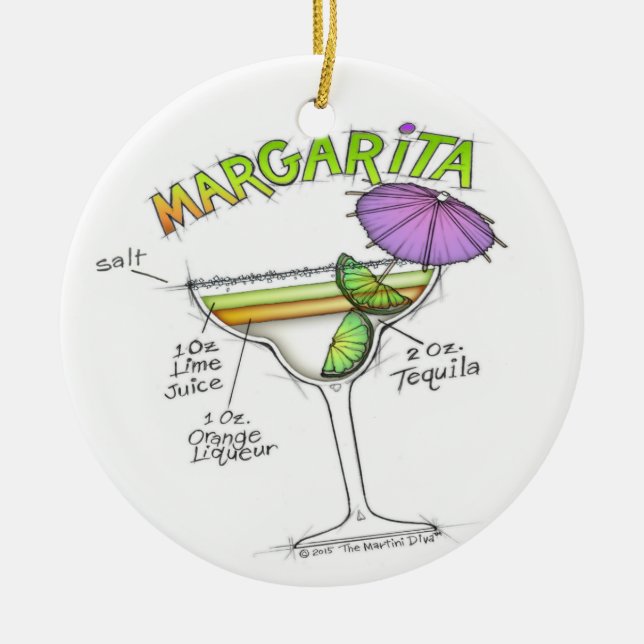 MARGARITA RECIPE COCKTAIL ART KERAMIK ORNAMENT (Vorne)