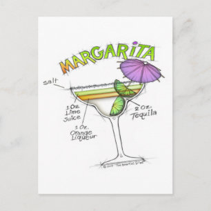 MARGARITA RECIPE COCKTAIL ART POSTKARTE