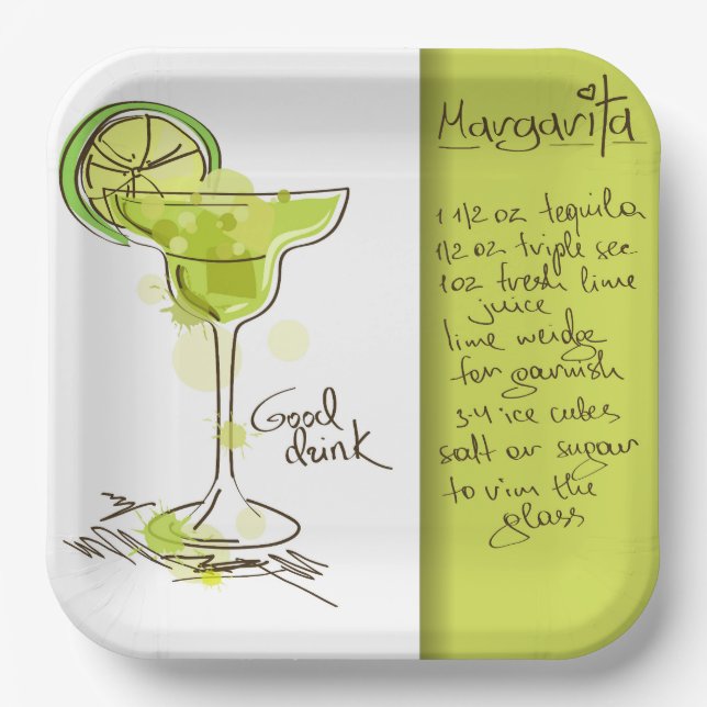 Margarita Recipe Pappteller (Vorderseite)