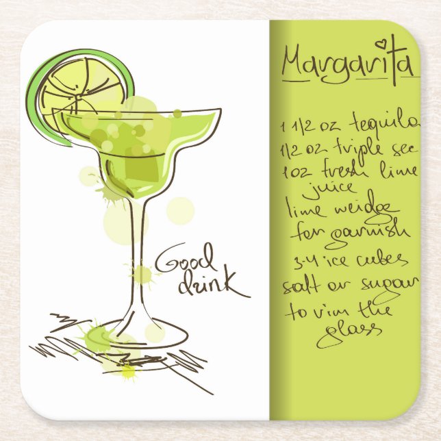 Margarita Recipe Rechteckiger Pappuntersetzer (Vorderseite)