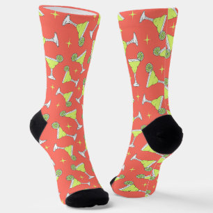 Margarita Retro-Cocktails gemustert Korallenrosa Socken