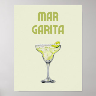 Margarita Retro Lime Green Cocktail Poster