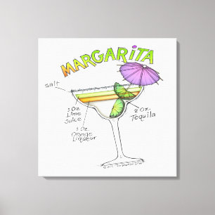 MARGARITA-REZEPT COCKTAIL-KUNST LEINWANDDRUCK
