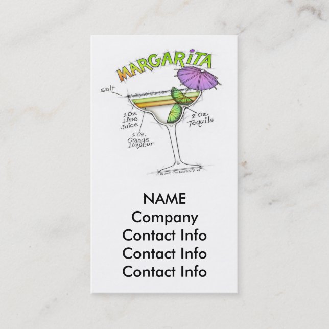 MARGARITA-REZEPT-COCKTAIL-KUNST VISITENKARTE (Vorderseite)