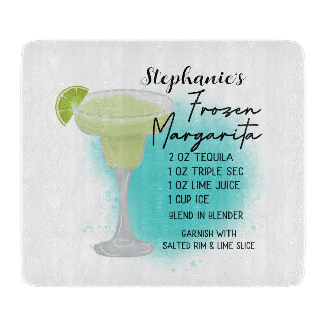 Margarita Rezept Personalisiert gefroren Schneidebrett (Vorderseite)