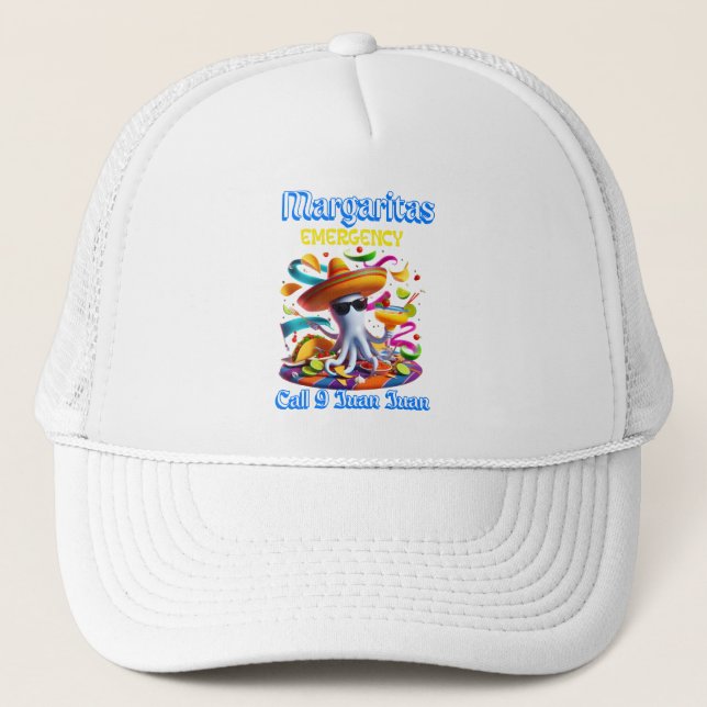 Margarita Sombrero-Wearing Octopus Truckerkappe (Vorderseite)