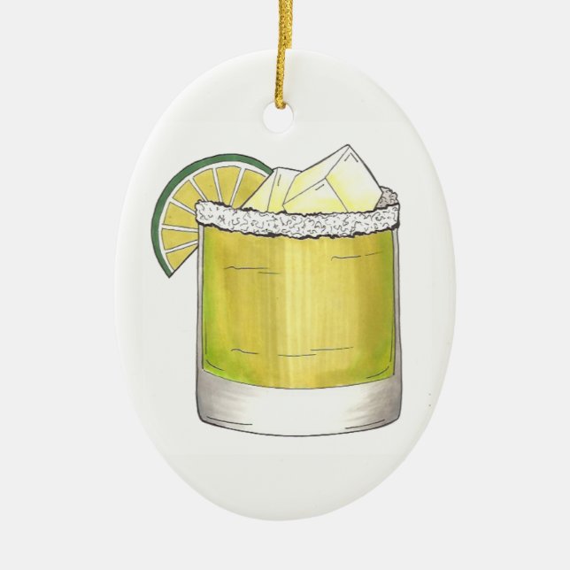 Margarita Summer Cocktail Mixed Drink Lime Green Keramik Ornament (Vorne)