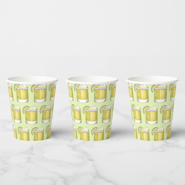 Margarita Summer Cocktail Mixed Drink Lime Green Pappbecher (Multi)