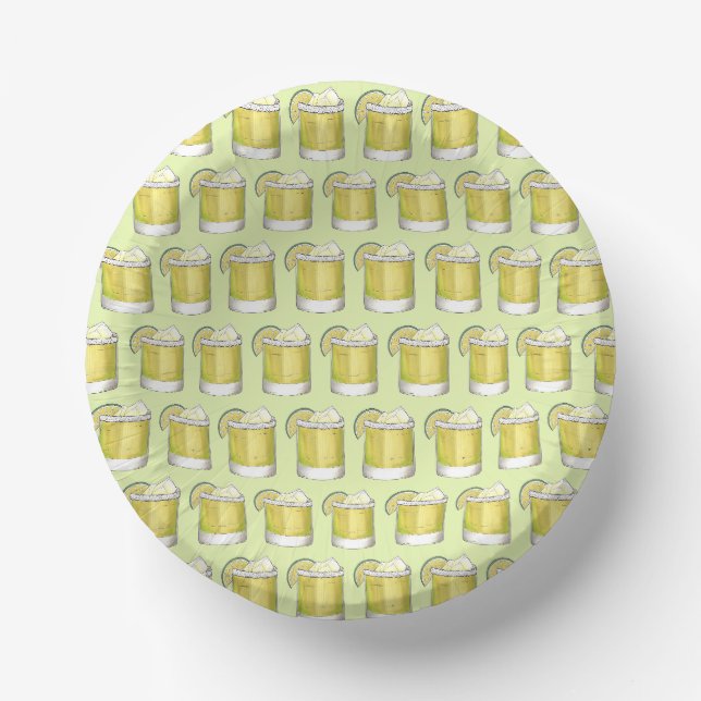 Margarita Summer Cocktail Mixed Drink Lime Green Pappteller (Vorderseite)