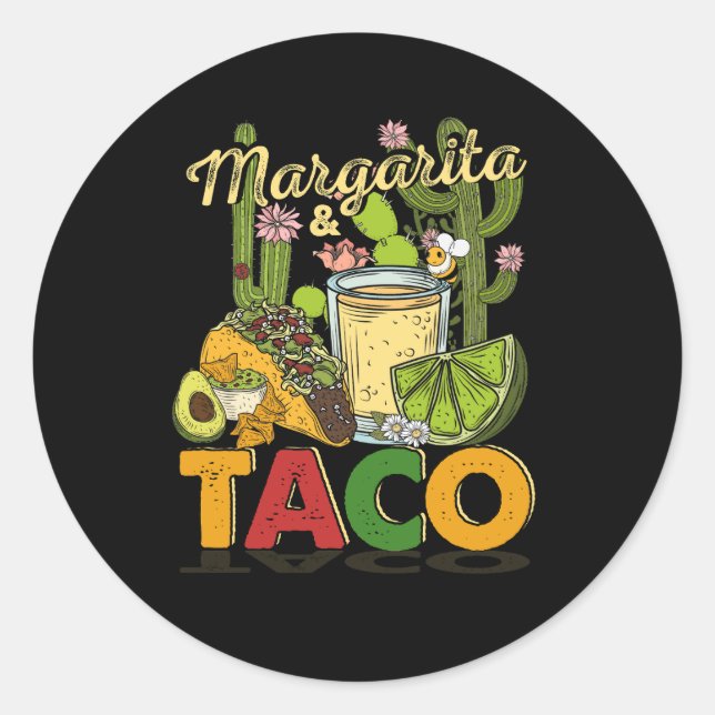 Margarita Tacos Funny Margarita Tequila Drinker Runder Aufkleber (Vorderseite)