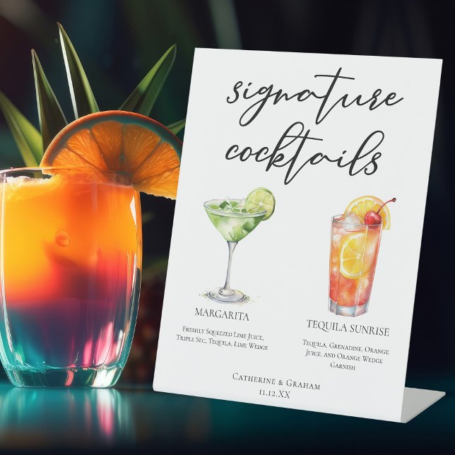 Margarita Tequila Sunrise Wedding Cocktails Menü Sockelschild (Von Creator hochgeladen)