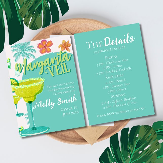 Margarita Veil Junggeselinnen-Abschied Einladung (Spice up the celebration with this Margarita Veil Tropical Fiesta Bachelorette Collection!)