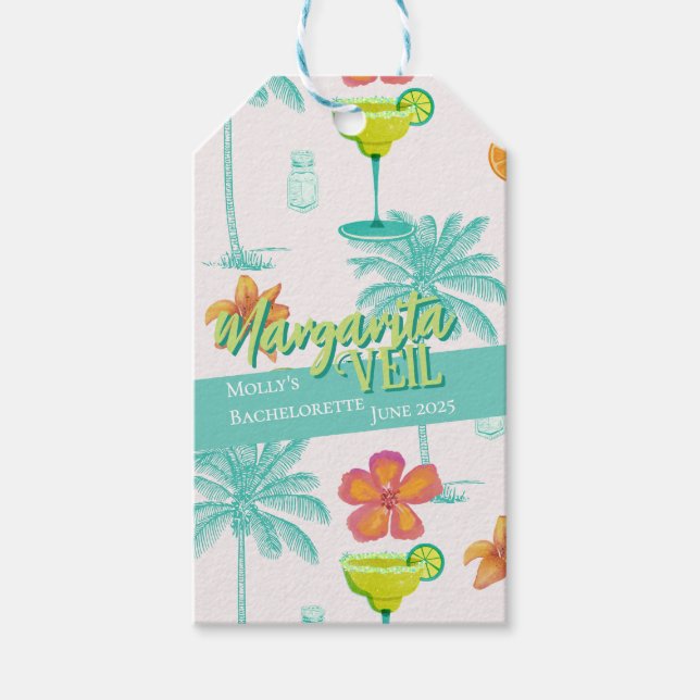 Margarita Veil Junggeselinnen-Abschied Illustriert Geschenkanhänger (Vorderseite)