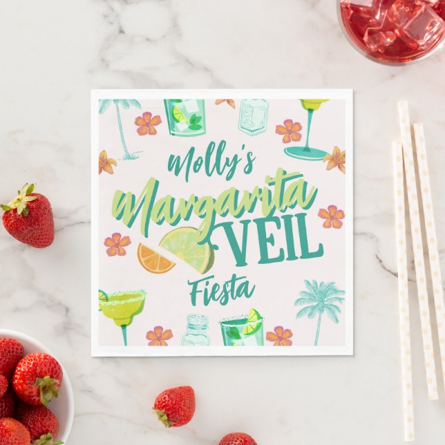 Margarita Veil Junggeselinnen-Abschied Illustriert Serviette (Beispiel)